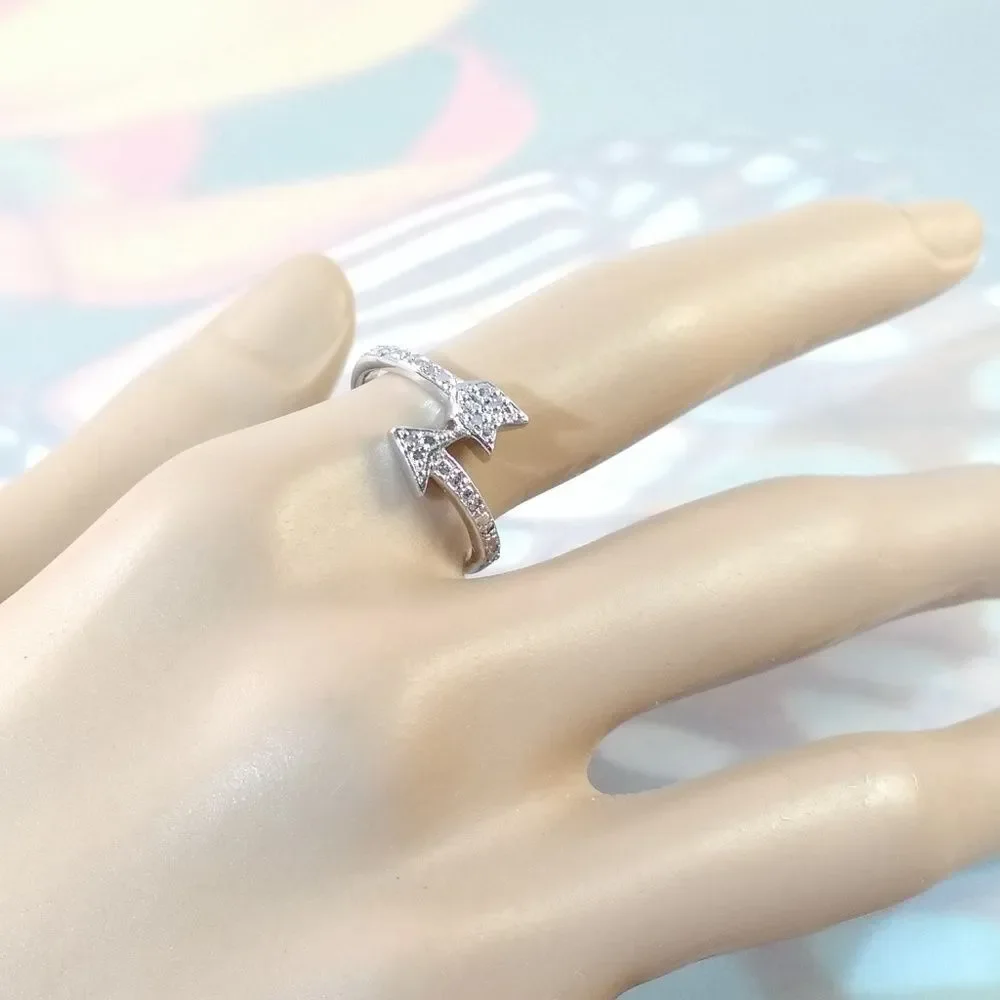 Sterling Silver Arrow Ring with Diamond Accents Size 7